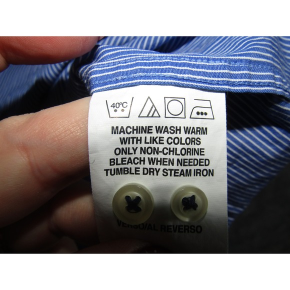 Tommy Hilfiger Blue Pinstripe Button Down Shirt Regular Fit Mens Size Medium - Picture 6 of 9